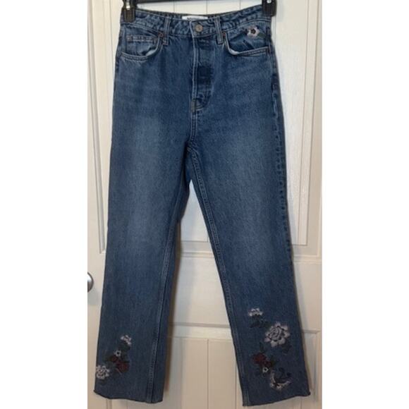 Reformation Cynthia High Rise Straight Jeans Fauna Embroidery 26 - Picture 4 of 11